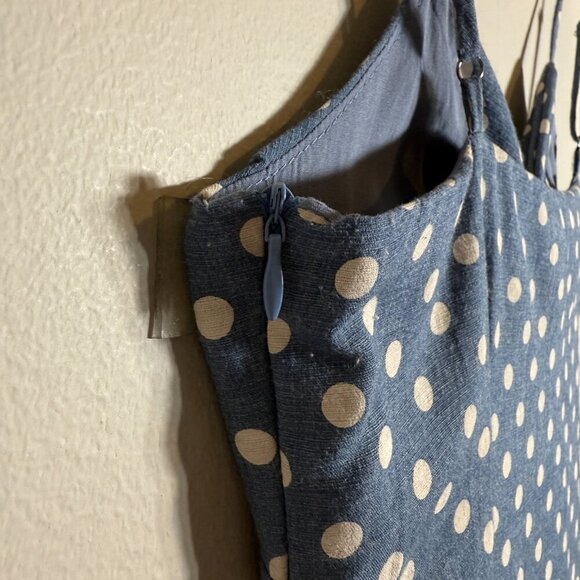 Paper Crane Polka Dot Bodycon Mini Dress Women's Medium Blue White Pin-Up Retro - Picture 11 of 14